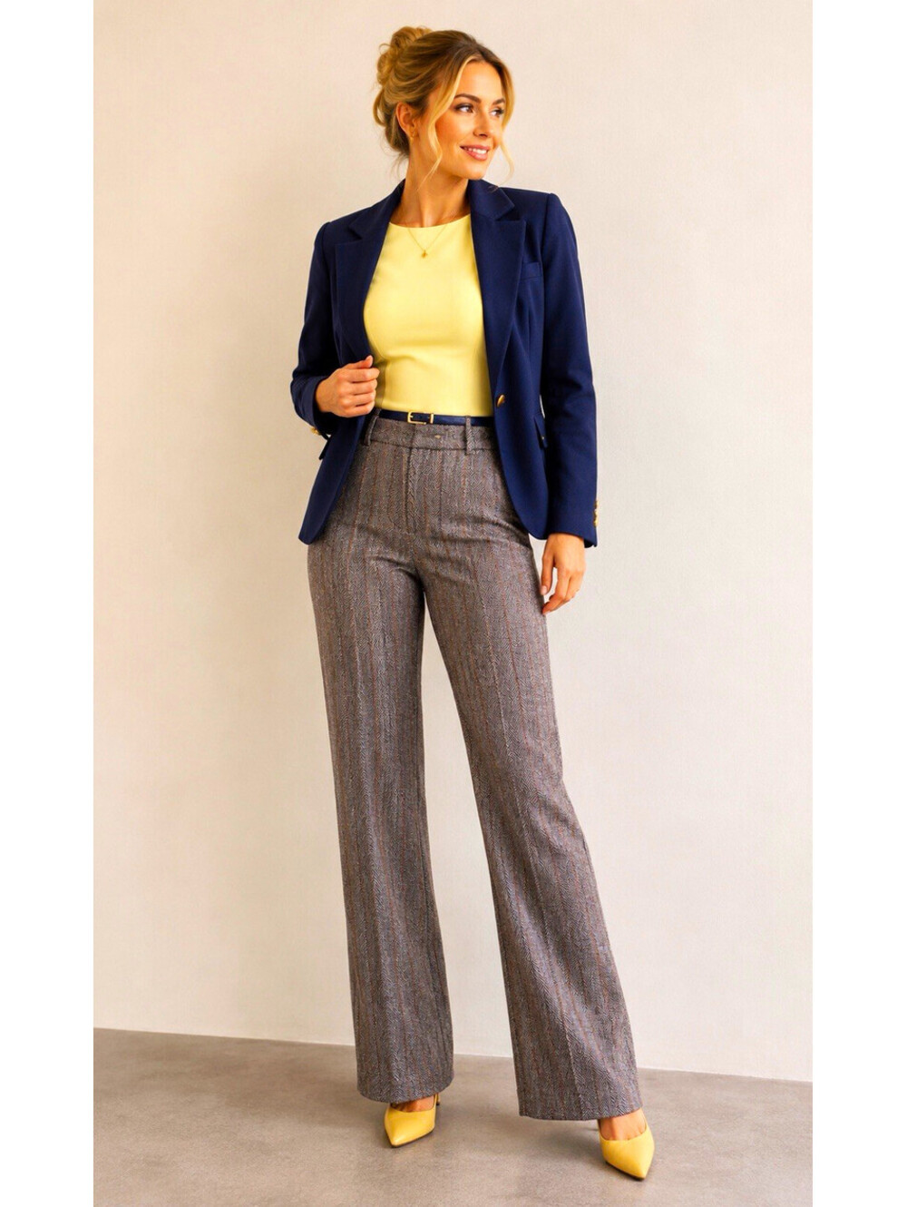 ETCETERA Women's Gray Herringbone Tweed Dress Pants Straight Mid Rise Pockets